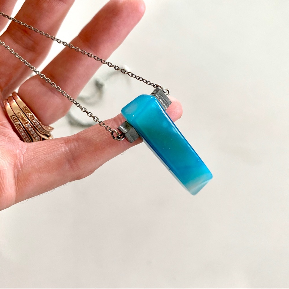 Urban Outfitters- Long Aqua Pendant Necklace